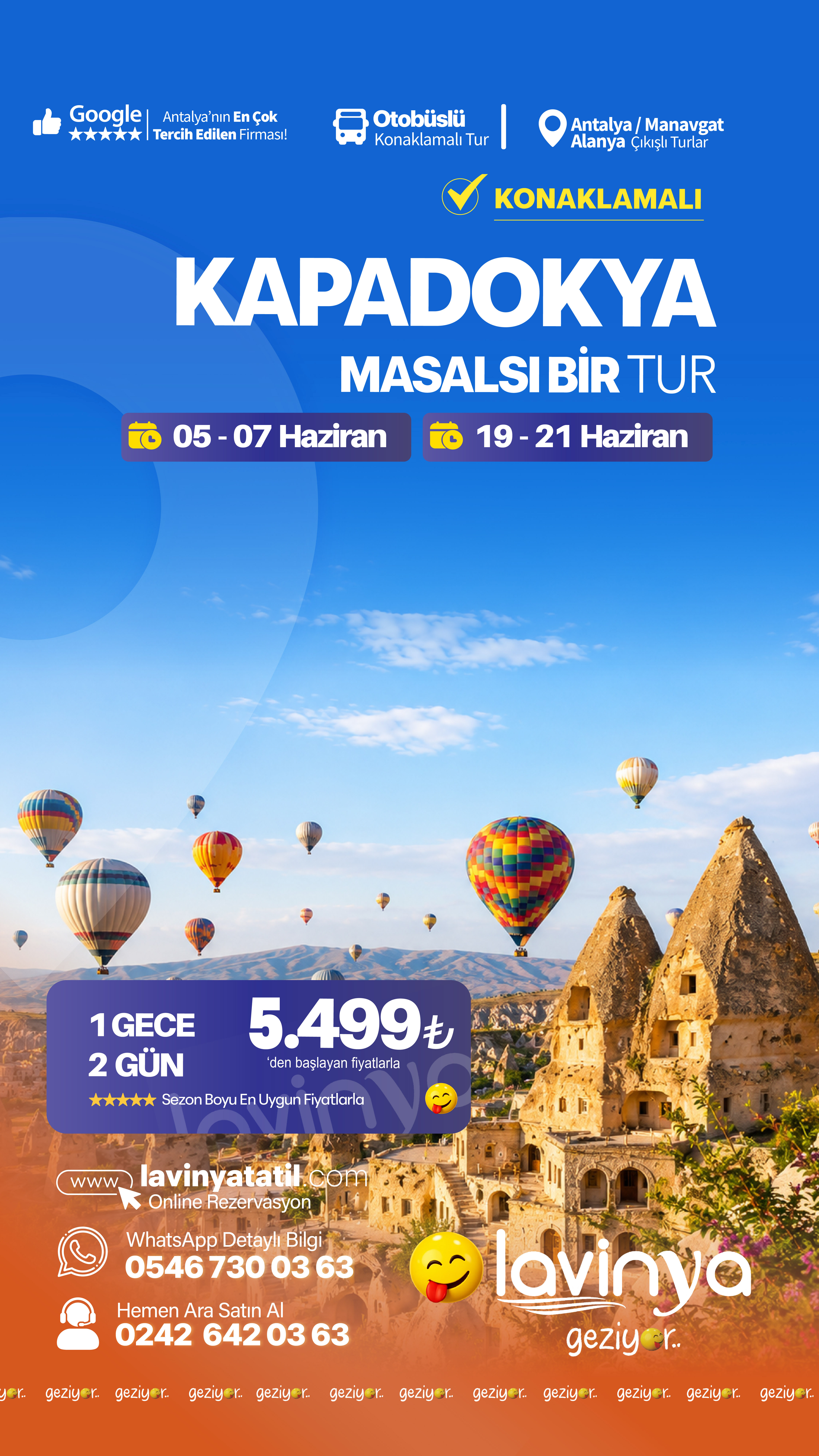 Kapadokya Turu / 1 Gece Konaklamalı