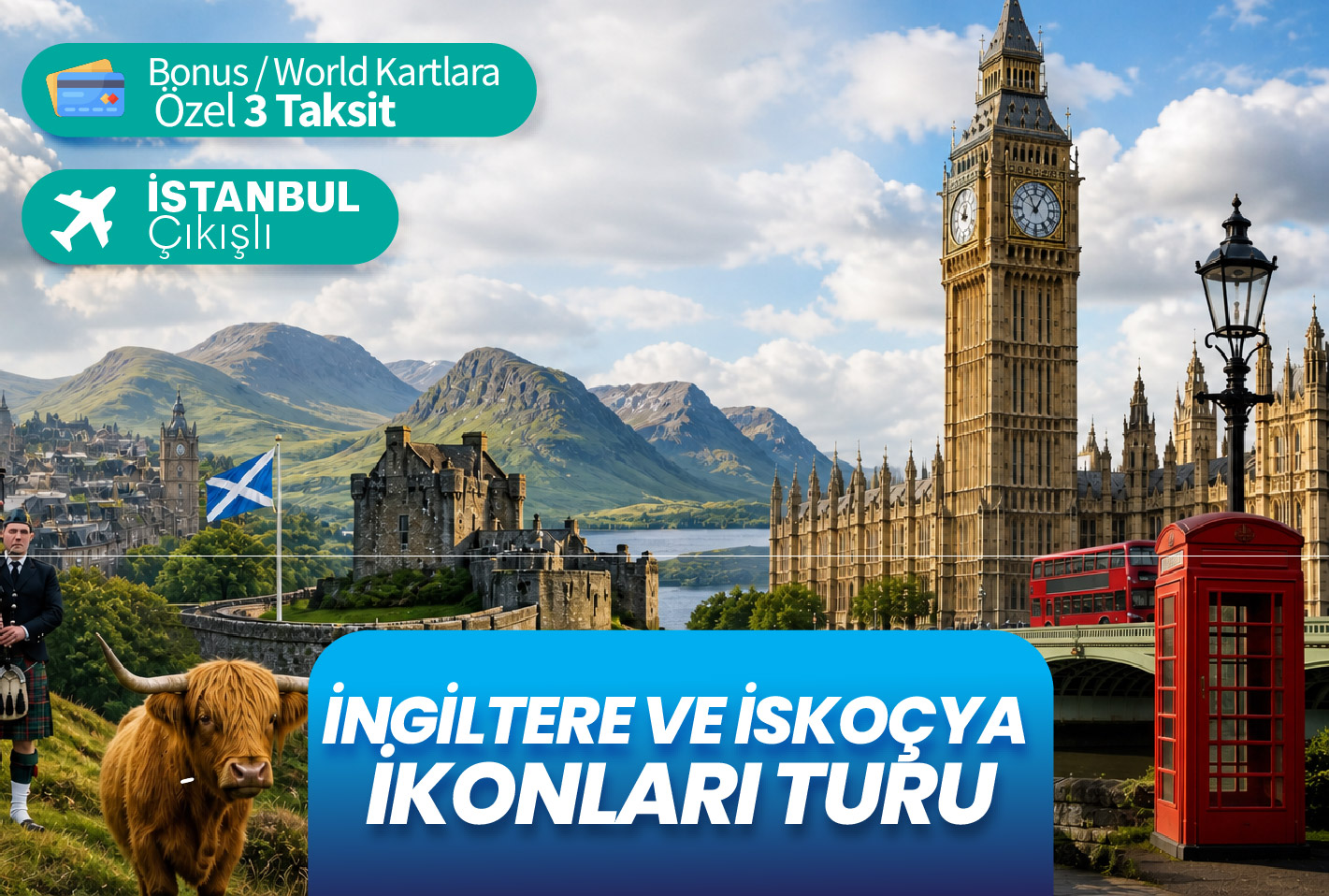 İNGİLTERE VE İSKOÇYA İKONLARI TURU AJET HAVA YOLLARI İLE 5 GECE